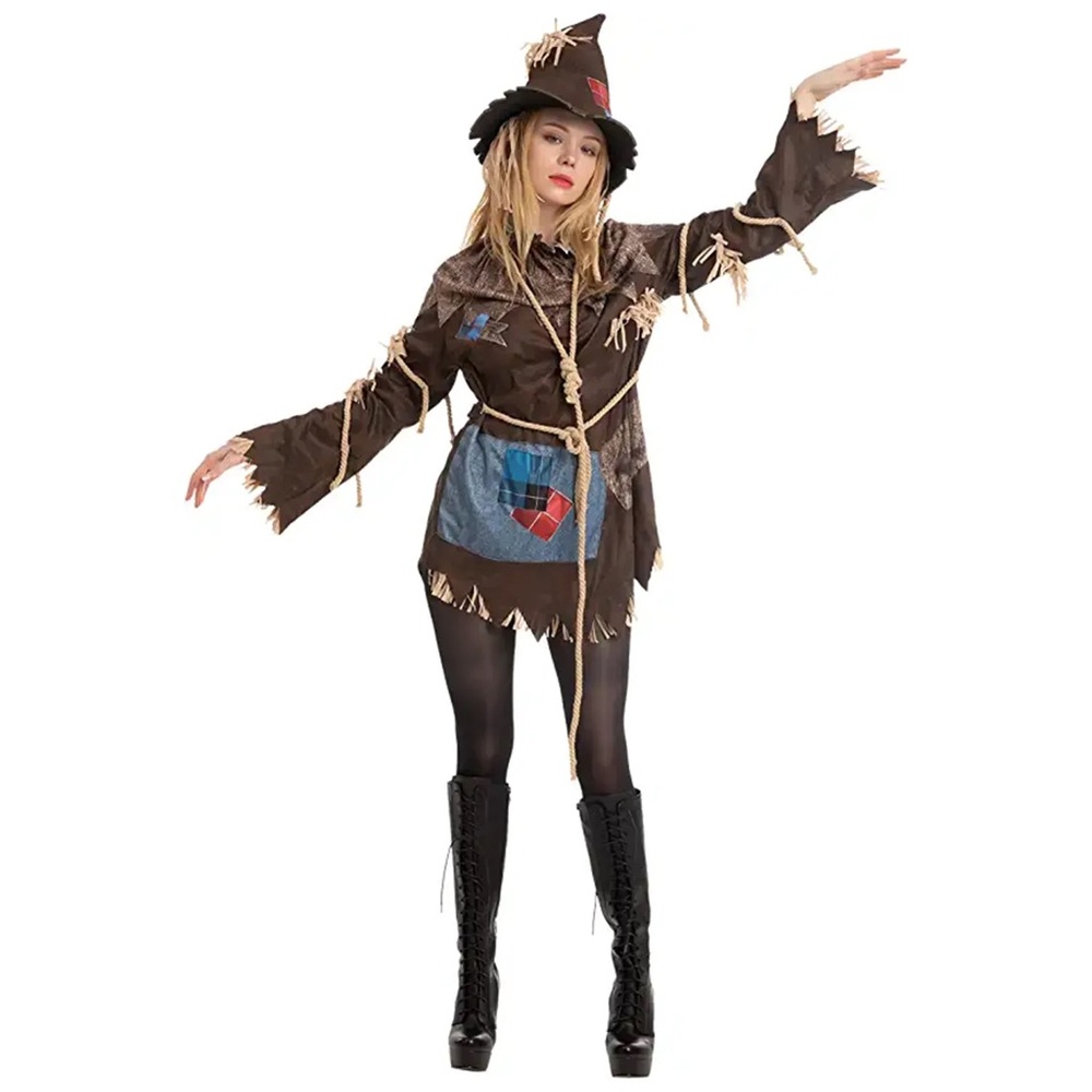 Scary Scarecrow Adult Costume with Scarecrow Face Decal